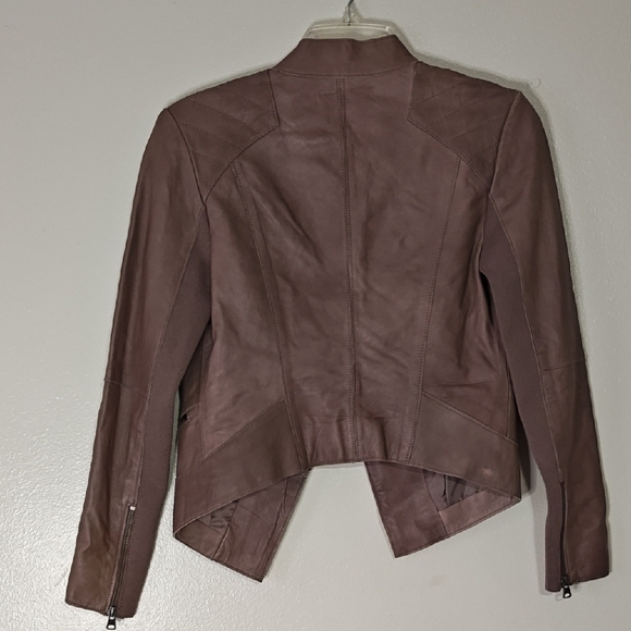 Halogen Leather Jacket Quilted shoulders Size XS - Picture 3 of 9
